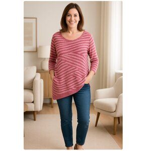 Chico’s Mingle Splice Scoopneck Pullover Sweater Women’s Size XL Asymmetrical